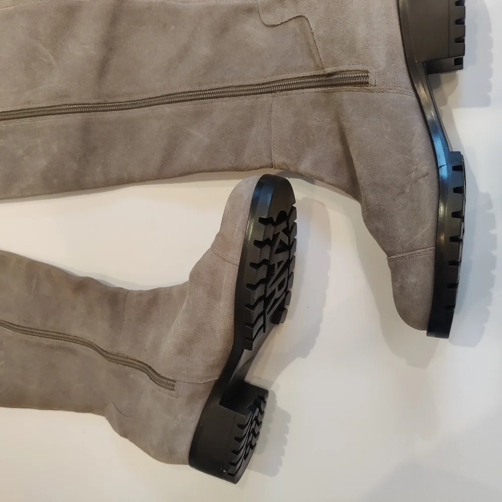 Karl Lagerfeld Gray Suede Knee High Boots